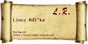 Lincz Réka névjegykártya